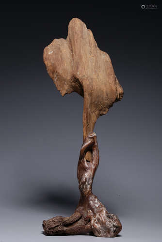 NATURALISTIC CARVED TAN WOOD FIGURE