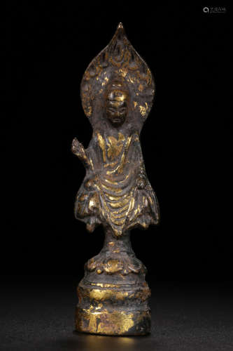 GILT BRONZE CAST BODHISATTVA FIGURE