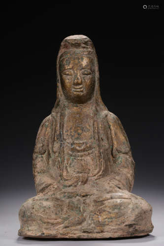 GILT BRONZE CAST 'GUANYIN' SEATED FIGURE