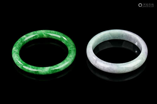 TWO JADEITE ROUND BANGLES