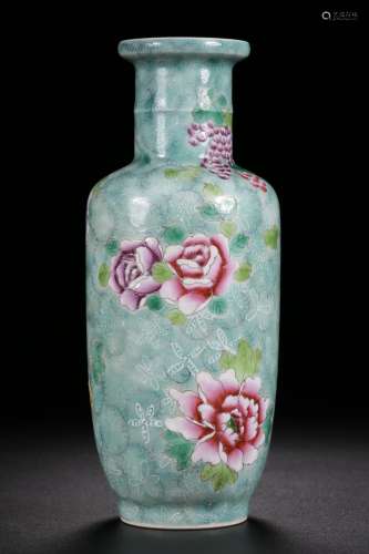 FAMILLE ROSE 'FLOWERS' ROULEAU VASE