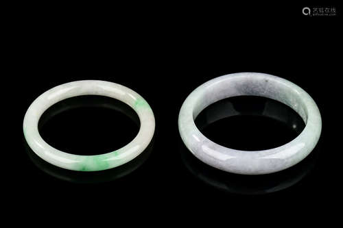 TWO JADEITE ROUND BANGLES