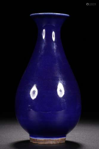 MONOCHROME BLUE GLAZED VASE, YUHUCHUN