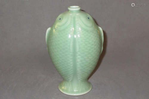 CELADON GLAZED 'FISH' VASE