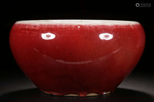 MONOCHROME RED GLAZED JARDINIERE