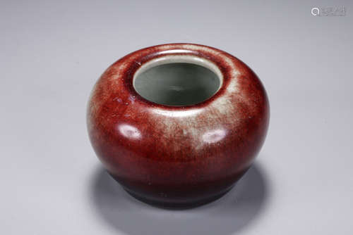 MONOCHROME RED GLAZED SPITTOON