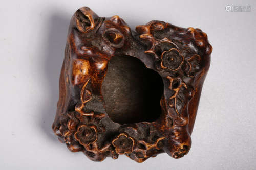 BAMBOO CARVED 'PLUM FLOWERS' WASHER