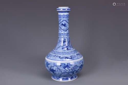 BLUE AND WHITE 'MYTHICAL OCEAN BEASTS' VASE