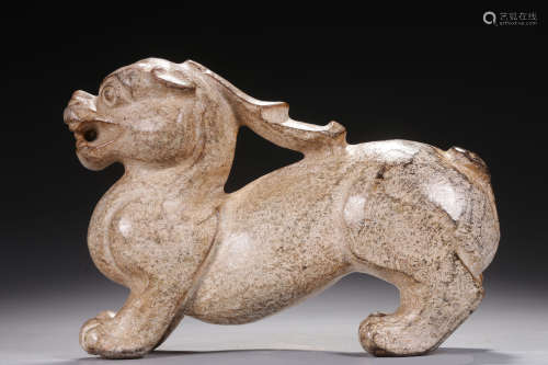 QING STONE CARVED 'MYTHICAL BEAST' FIGURE