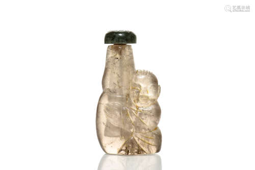 GLASS CARVED 'CHILD' SNUFF BOTTLE