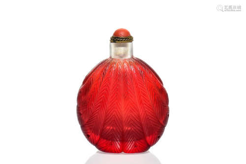 RED GLASS SNUFF BOTTLE