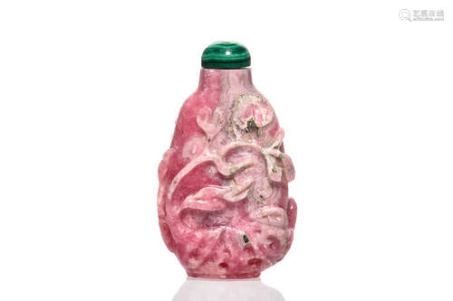 ROSE QUARTZ CARVED SNUFF BOTTLE