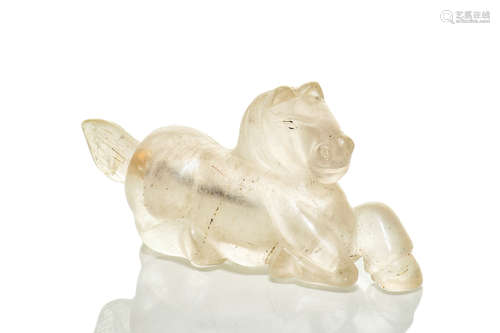 GLASS CARVED 'HORSE' SNUFF BOTTLE