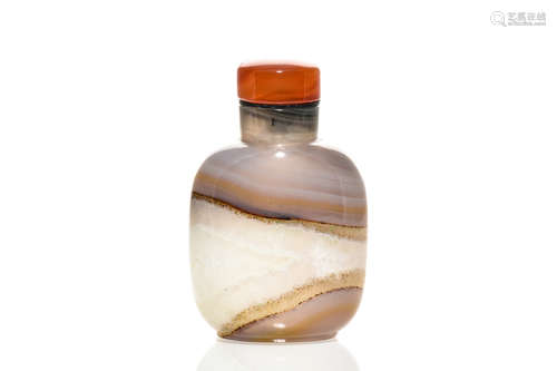 AGATE CARVED SNUFF BOTTLE