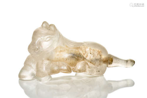 GLASS CARVED 'HORSE' SNUFF BOTTLE