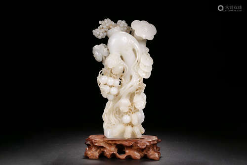 HETIAN JADE OPENWORK CARVED 'LONGEVITY' FIGURE