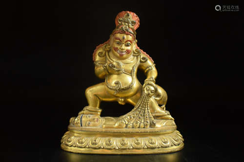 GILT BRONZE CAST 'JAMBHALA' FIGURE