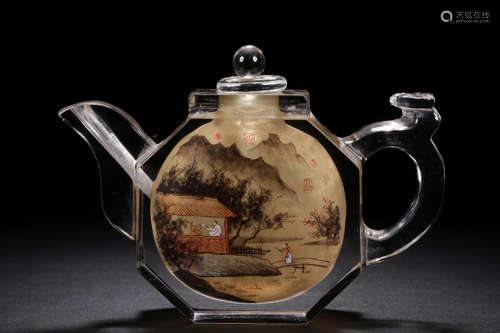 INSIDE PAINTED GLASS TEAPOT