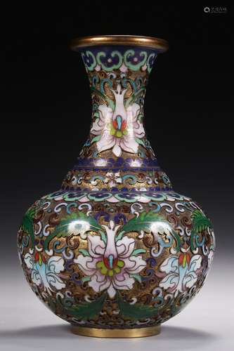 CLOISONNE ENAMELED 'FLOWERS' VASE