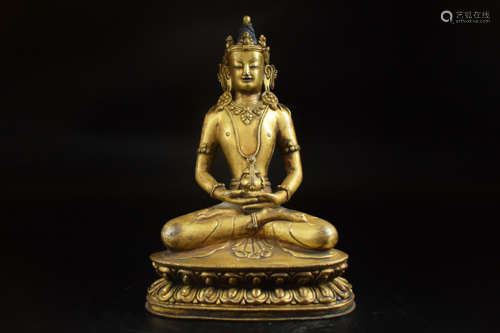 GILT BRONZE CAST 'AMITAYUS' SEATED FIGURE