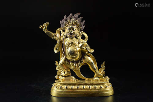 GILT BRONZE CAST 'WRATHFUL DEITY' FIGURE