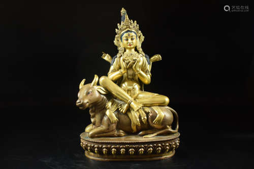 GILT BRONZE CAST 'BODHISATTVA' SEATED FIGURE