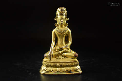 GILT BRONZE CAST 'BODHISATTVA' SEATED FIGURE