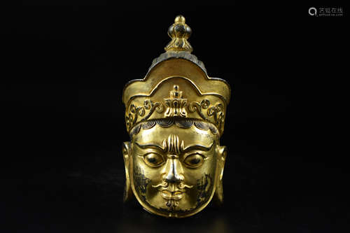 GILT BRONZE CAST 'BODHIDHARMA' HEAD STATUE