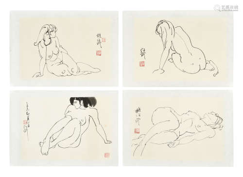 QIAN SHAOWU: FOUR INK ON PAPER SKETCHES