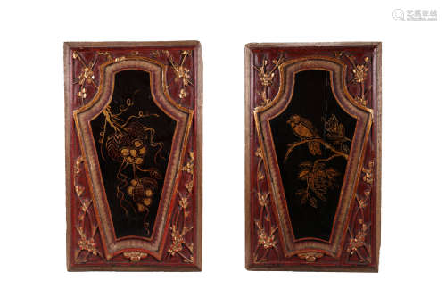 PAIR OF GILT WOOD PLAQUES