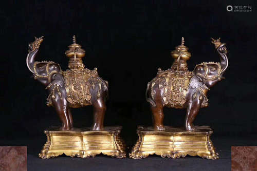 PAIR OF GILT ELEPHANT STATUE