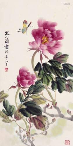 孔小瑜（1899～1984） 蝶恋花 立轴 设色纸本