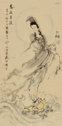 王锡麒（b.1938） 慈航普度 立轴 设色纸本
