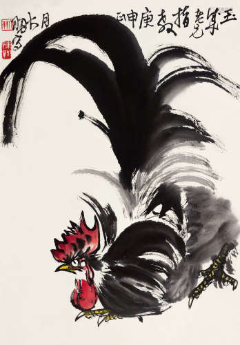 陈大羽（1912～2001） 庚申（1980）年作 大吉图 立轴 设色纸本
