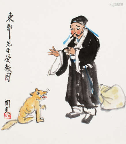关良（1900～1986） 东郭先生 镜片 设色纸本