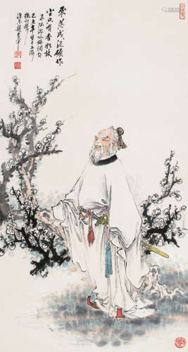 赵宏本（1915～2000） 乙丑（1985）年作 咏梅 立轴 设色纸本