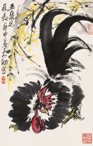 陈大羽（1912～2001） 庚申（1980）年作 大吉图 立轴 设色纸本