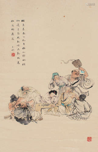 沈子丞（1904～1996） 八仙图 立轴 设色纸本
