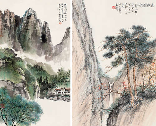 张雪父 钱夷斋（1911～1987） 辛酉（1981）年作 幽居图·长松绝涧 镜片 设色纸本