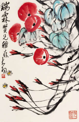 陈大羽（1912～2001） 牵牛花 立轴 设色纸本