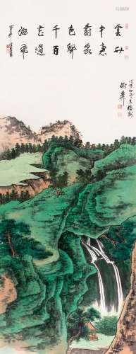 谢稚柳（1910～1997） 戊辰（1988）年作 青山流泉 立轴 设色纸本