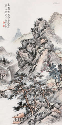 唐澄（1919～1986） 高山流水 立轴 设色纸本