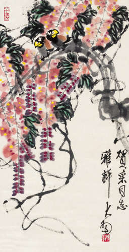 陈大羽（1912～2001） 紫藤 立轴 设色纸本