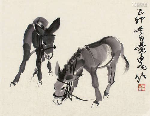 黄胄（1925～1997） 乙卯（1975）年作 墨驴 镜片 水墨纸本