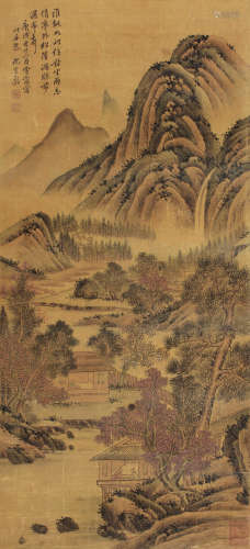 沈宗敬（1669～1735） 庚戌（1730）年作 松瀑图 镜片 设色绢本