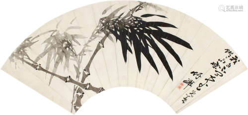 竹禅（1824～1901） 墨竹 镜框 水墨纸本