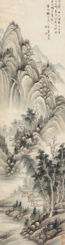 吴山涛（1624～1710） 夏山村居 立轴 设色纸本