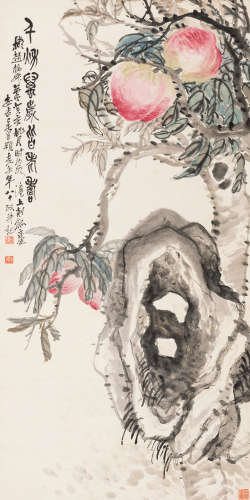 吴昌硕（1844～1927） 癸亥（1923）年作 千秋万岁 立轴 设色纸本