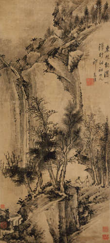 祁豸佳（1594～1683后） 东林观瀑 立轴 水墨绢本
