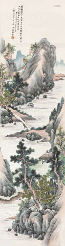 林纾（1852～1924） 甲子（1924）年作 秋光渔山 立轴 设色纸本